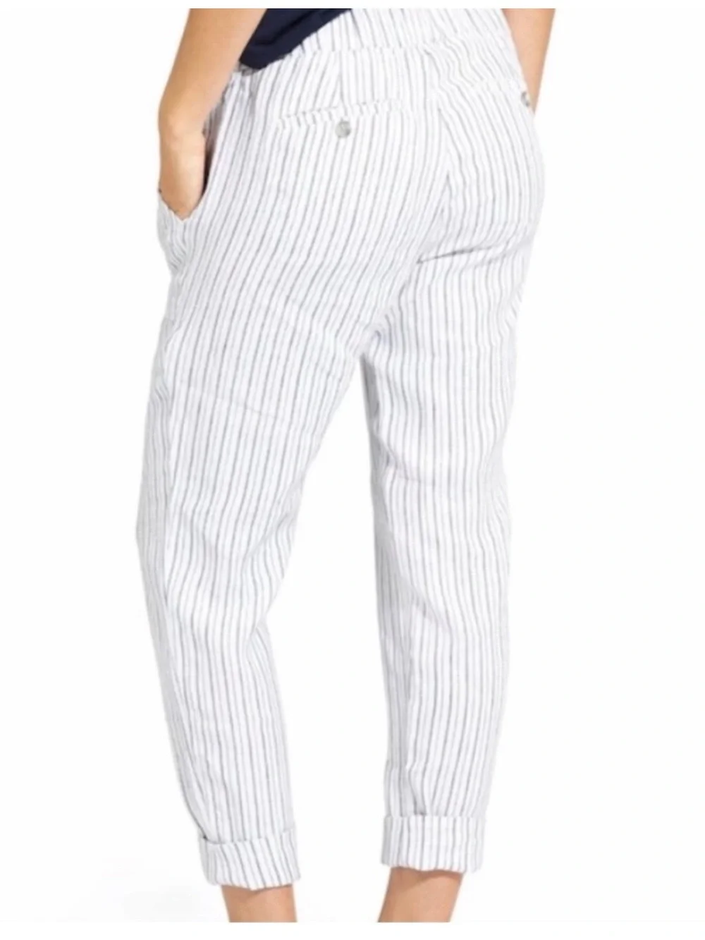 Athleta Linen Stripes Drawstrings Pants